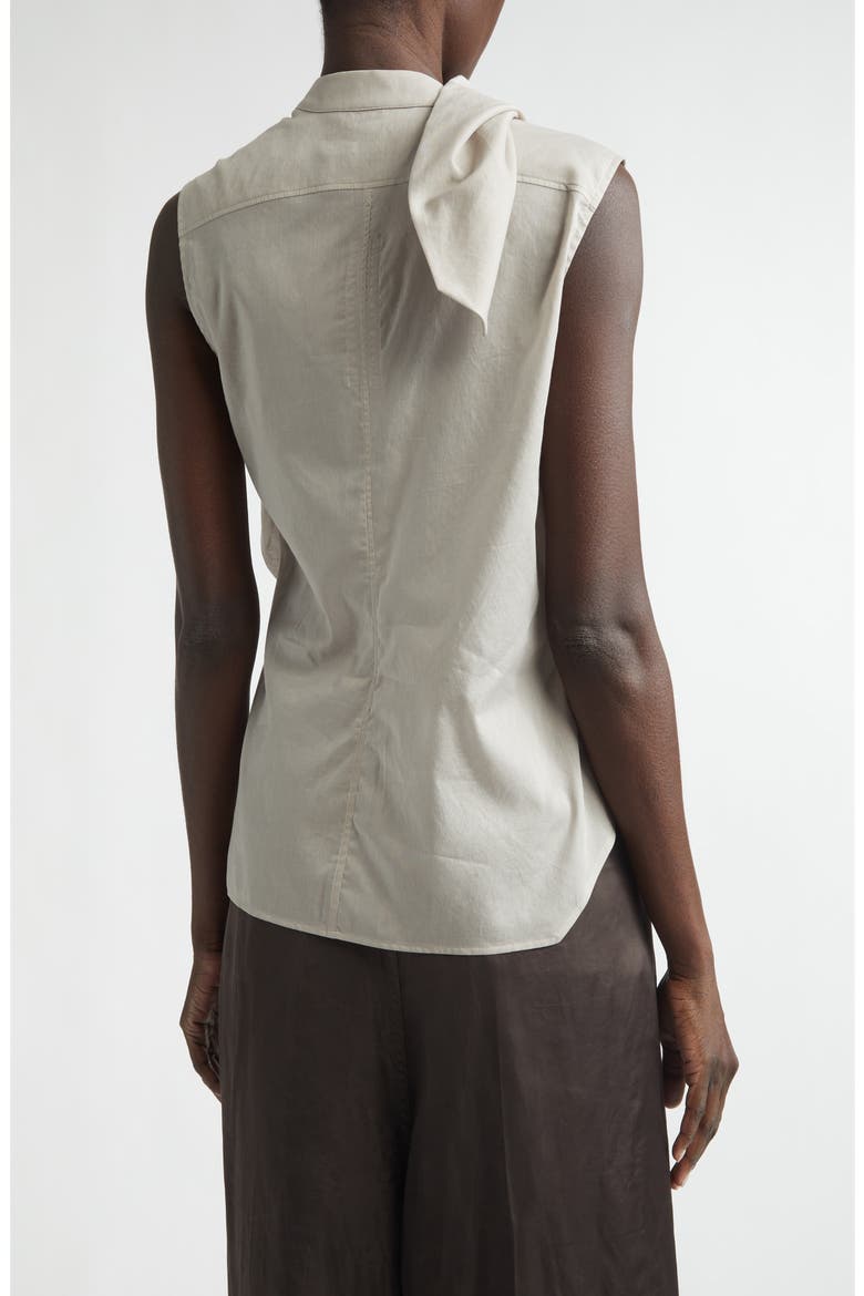 Sleeveless Semisheer Chambray Button-Up Shirt, Alternate, color, PEARL