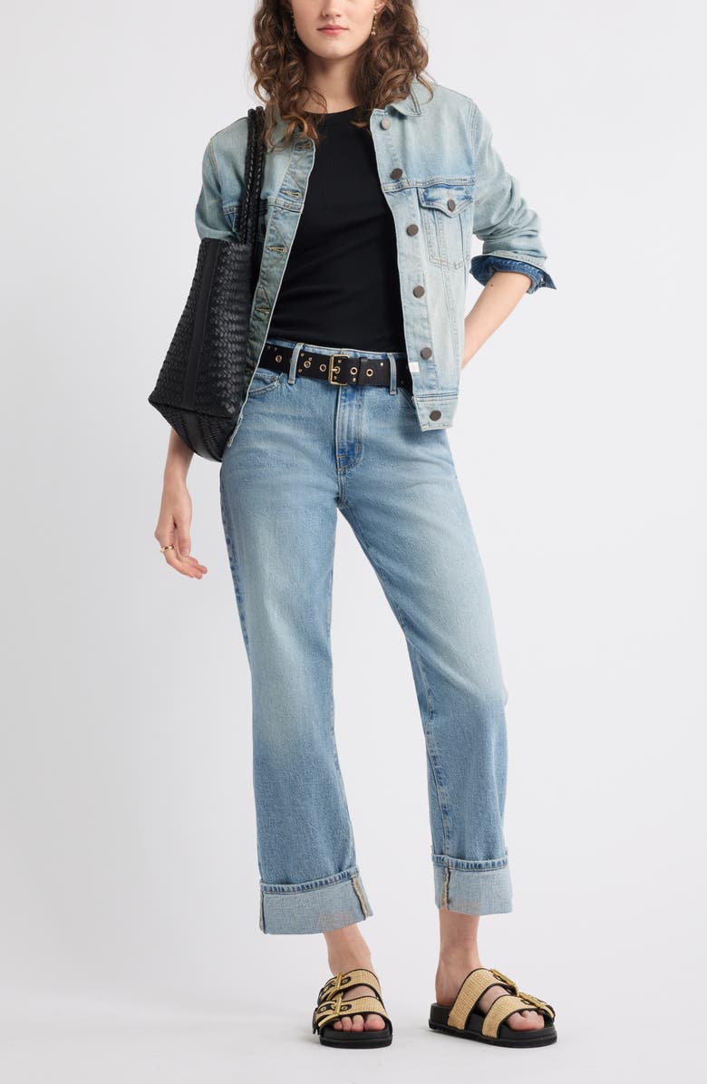 Treasure & Bond Cuffed High Waist Wide Leg Jeans, Alternate, color, Light Wash