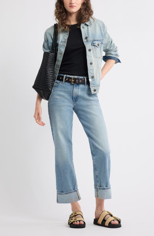 Treasure & Bond Cuffed High Waist Wide Leg Jeans In Brown