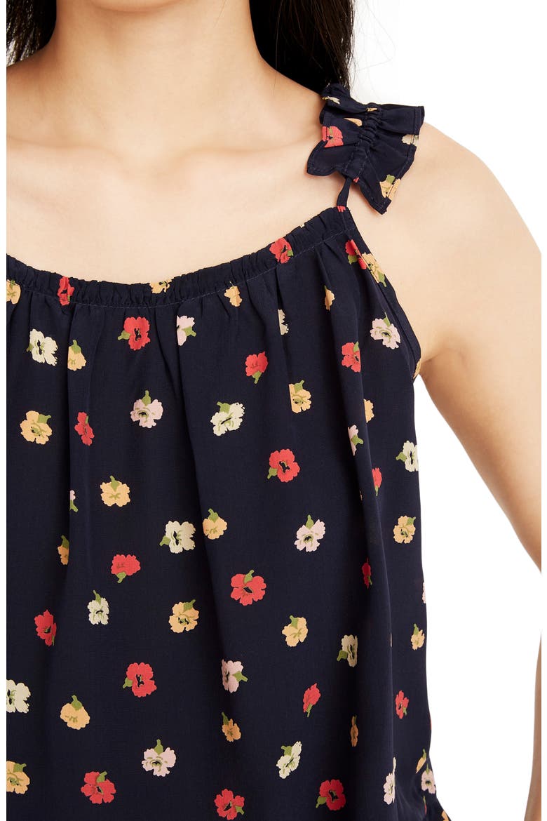 Confetti Floral Ruffle Strap Silk Camisole, Alternate, color, KIMONO FLORAL DEEP INDIGO