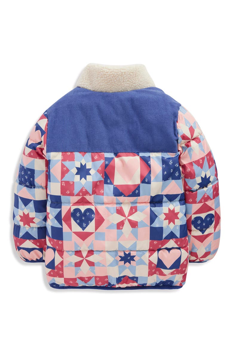Kids' Cozy Mixed Media Puffer Jacket, Alternate, color, HEART PATCHWORK