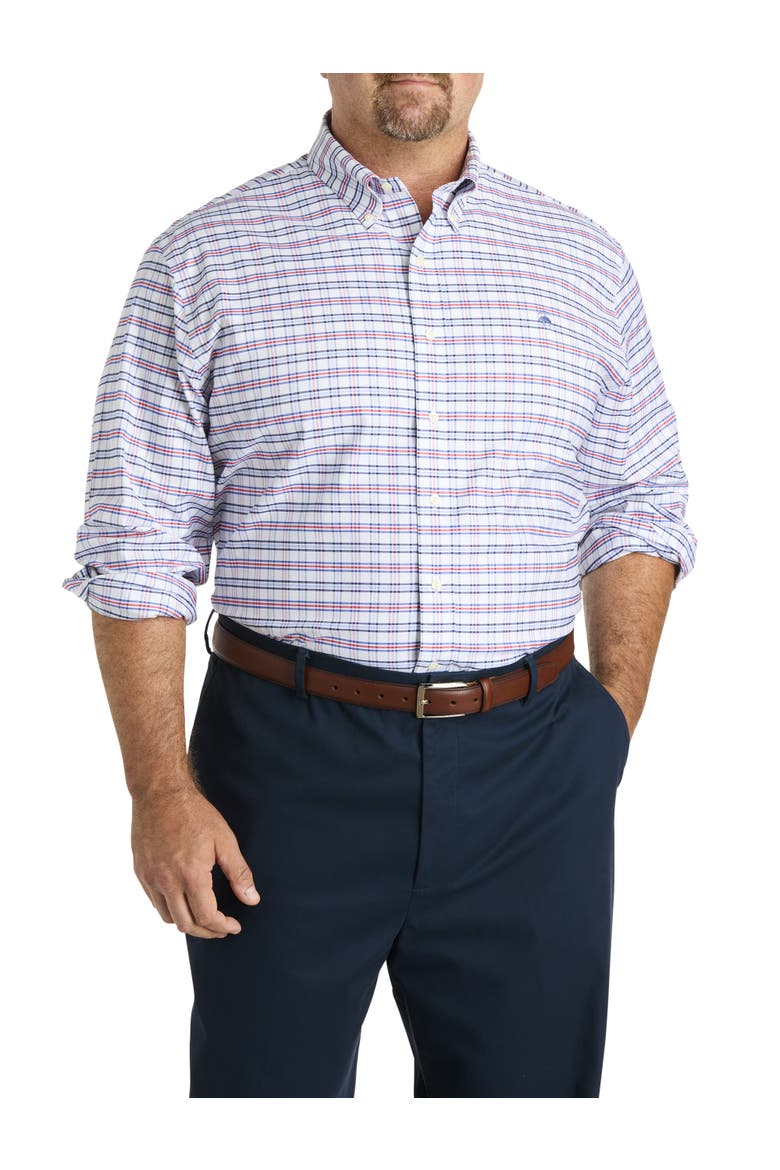 Big & Tall Non-Iron Triple Windowpane Sport Shirt, Main, color, RED BLUE WHITE