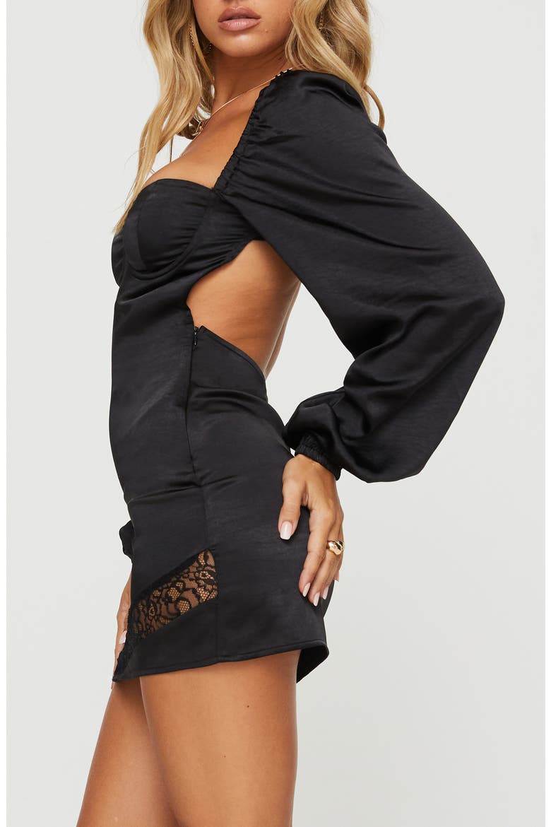 Kato Long Sleeve Body-Con Minidress, Alternate, color, BLACK