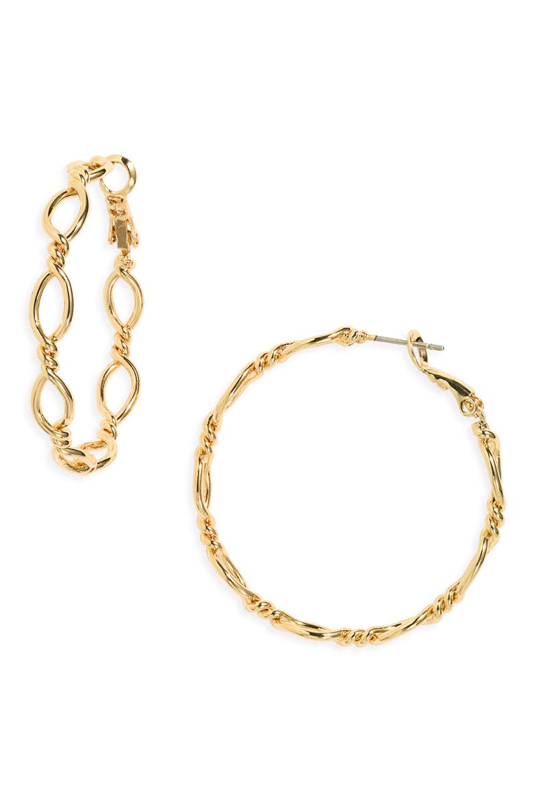Twisted Figure 8 Hoop Earrings, Main, color, GOLD