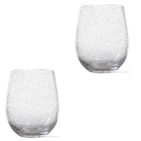 Bubble Glass Stemless Drinkware Set of 2 Clear Dishwasher Safe