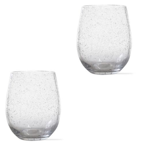 Tag Bubble Glass Stemless Drinkware Set Of 2 Clear Dishwasher Safe In Transparent
