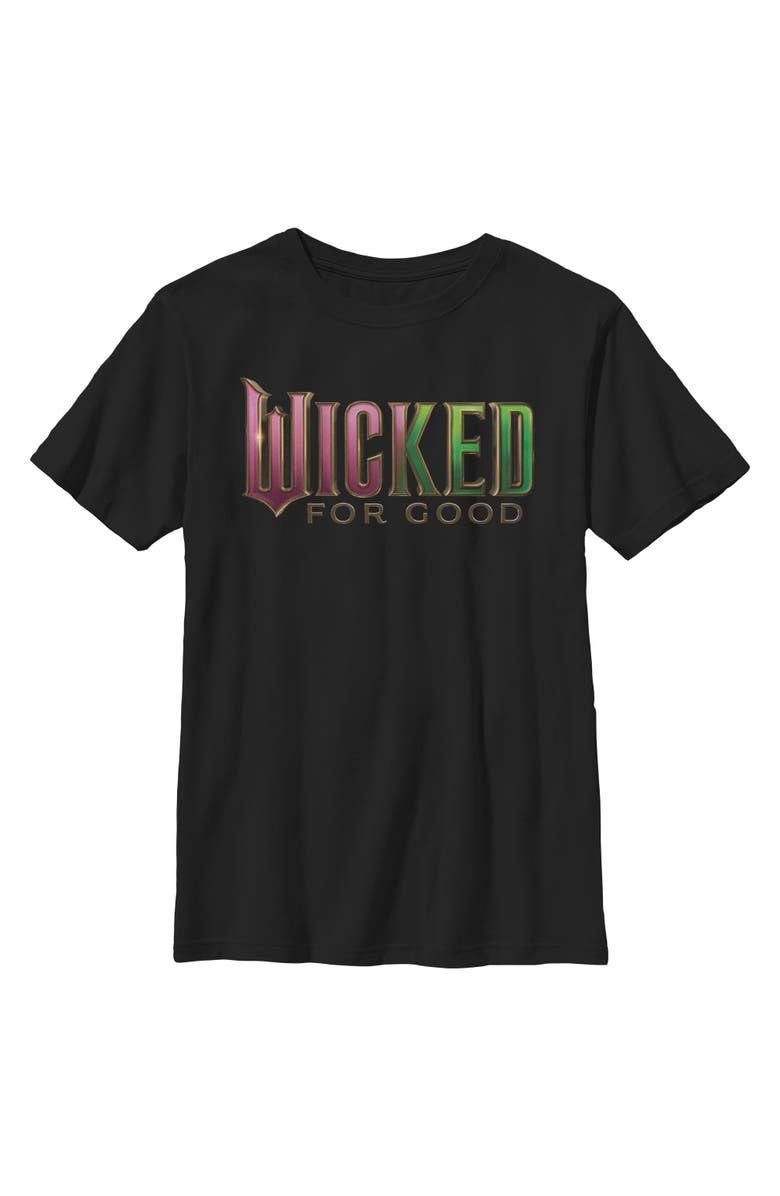 Wicked: For Good Boy's Wicked For Good Official Pink and Green Logo Graphic T-Shirt, Main, color, Black