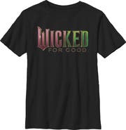 Wicked: For Good Boys' Official Pink and Green Logo Graphic Short Sleeve T-Shirt