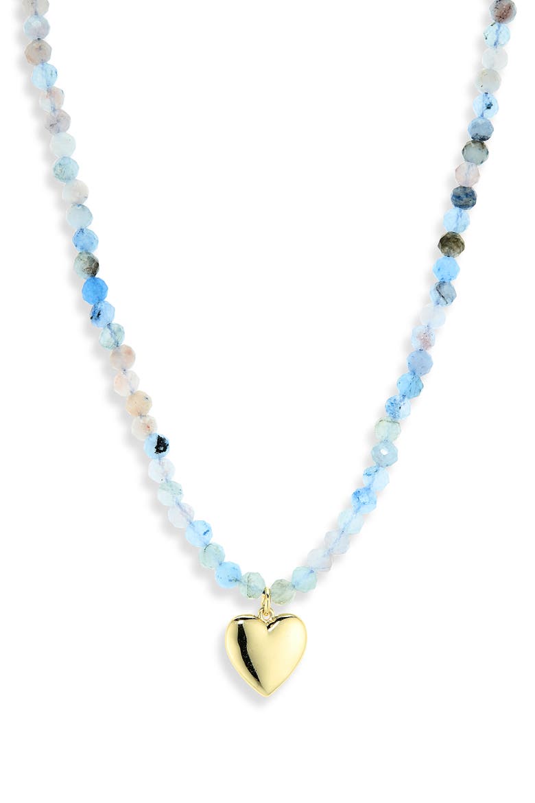 Blue Heart Necklace, Main, color, GOLD