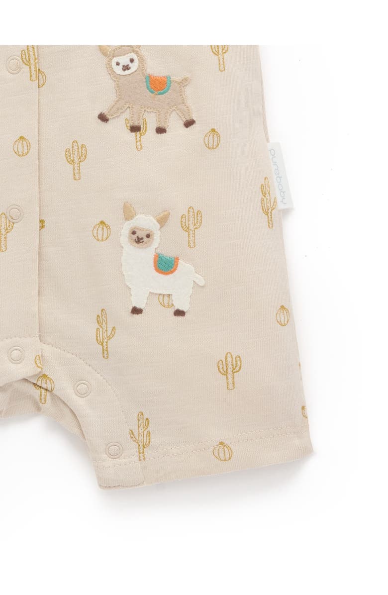 Purebaby Llama Fiesta Short Romper, Alternate, color, Cacti Print