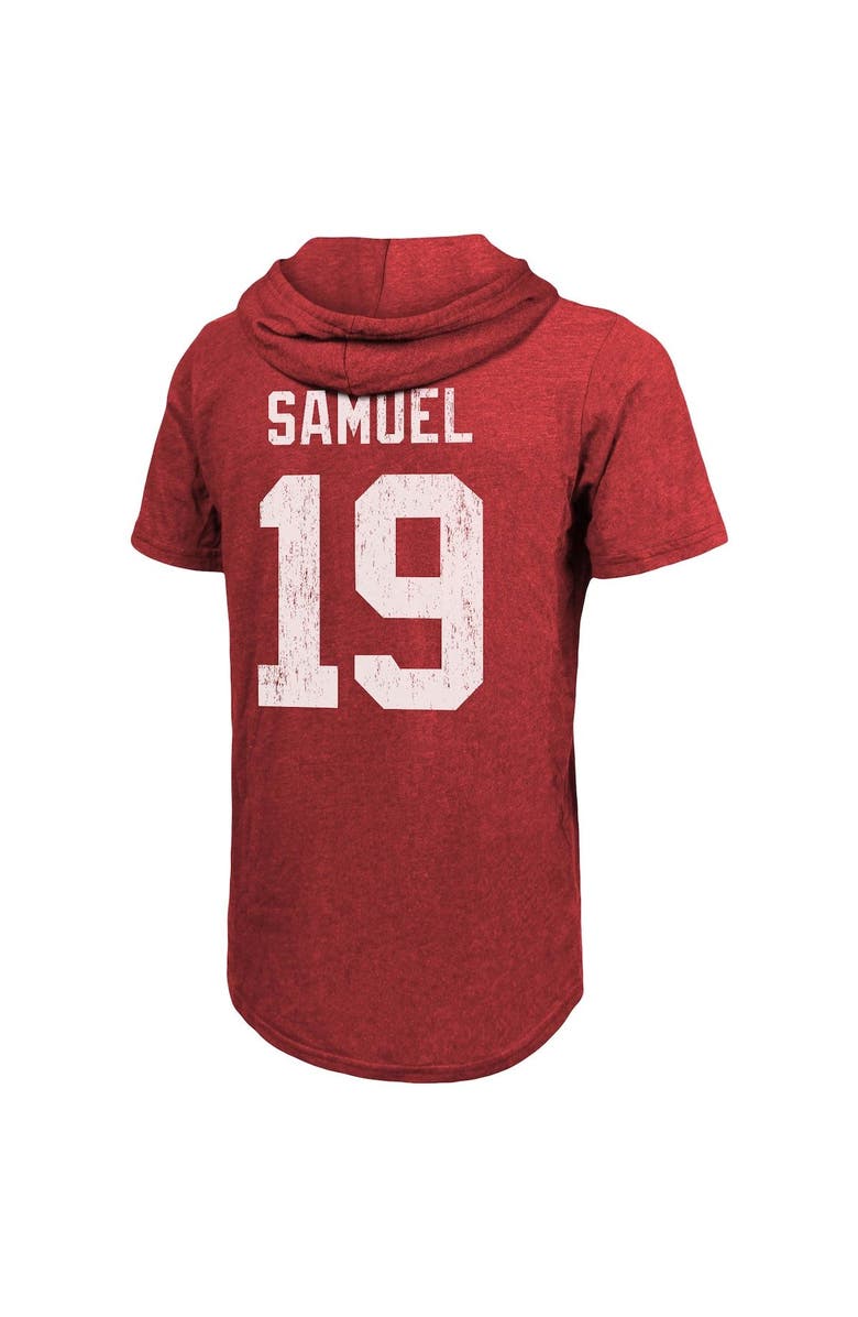 Majestic Threads Men's Majestic Threads Deebo Samuel Scarlet San Francisco 49ers Player Name & Number Tri-Blend Slim Fit Hoodie T-Shirt, Alternate, color, 