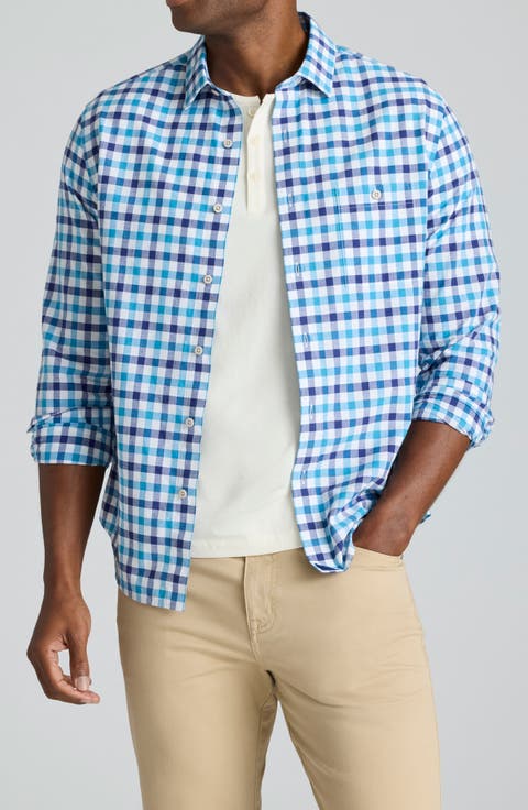 Clarkson Regular Fit Check Summerweight Cotton & Linen Button-Up Shirt