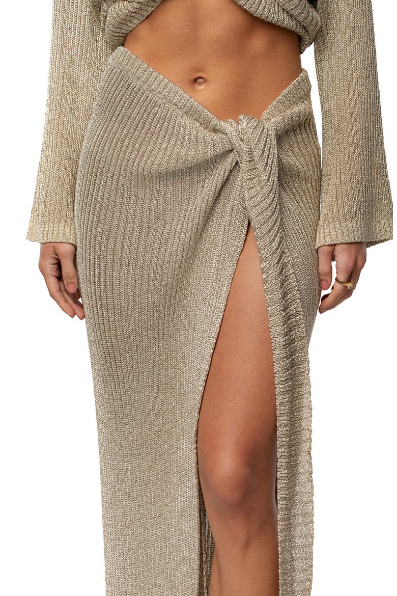 Sunlit Twist Sarong Maxi Skirt, Alternate, color, GOLD