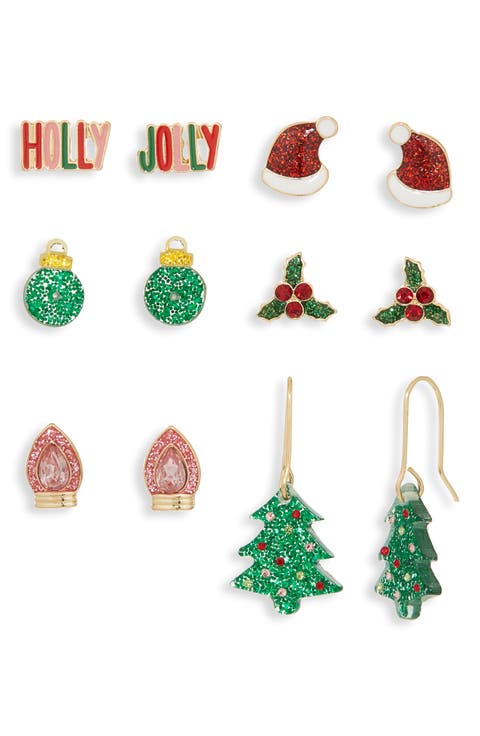 6-Pack Assorted Holiday Stud & Drop Earrings