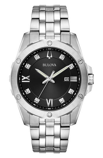 Bulova Diamond Bracelet Watch & Id Bracelet Gift Set, 43mm In Silver