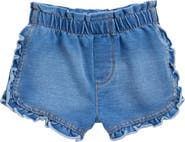 Habitual Kids Ruffle Trim Knit Denim Shorts