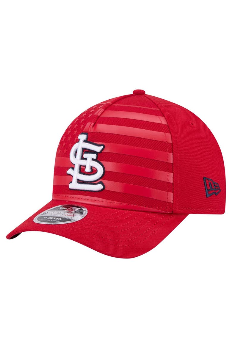 Men's New Era Red St. Louis Cardinals American Flag 9FORTY M-Crown A-Frame Adjustable Hat, Main, color, Red