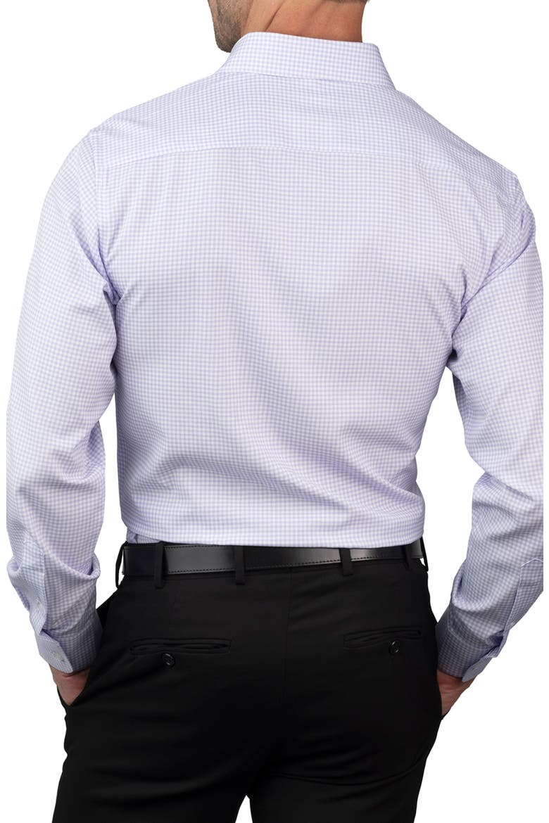 Gingham Trim Fit Stretch Dress Shirt, Alternate, color, WHT/ PINK