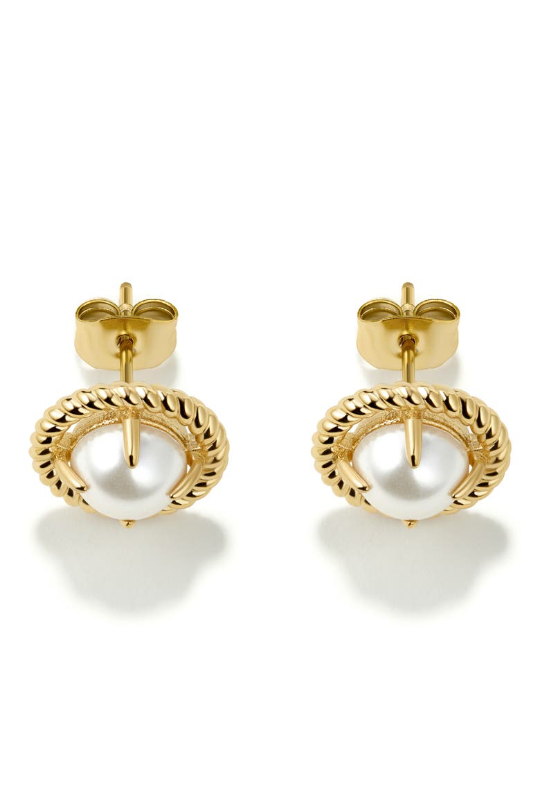 Imitation Pearl Stud Earrings, Alternate, color, GOLD