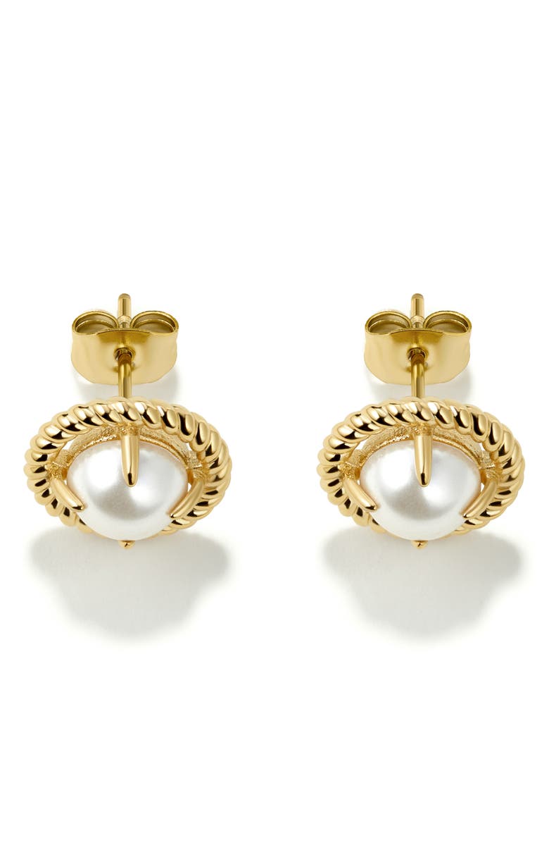 D.LOUISE Imitation Pearl Stud Earrings, Alternate, color, Gold