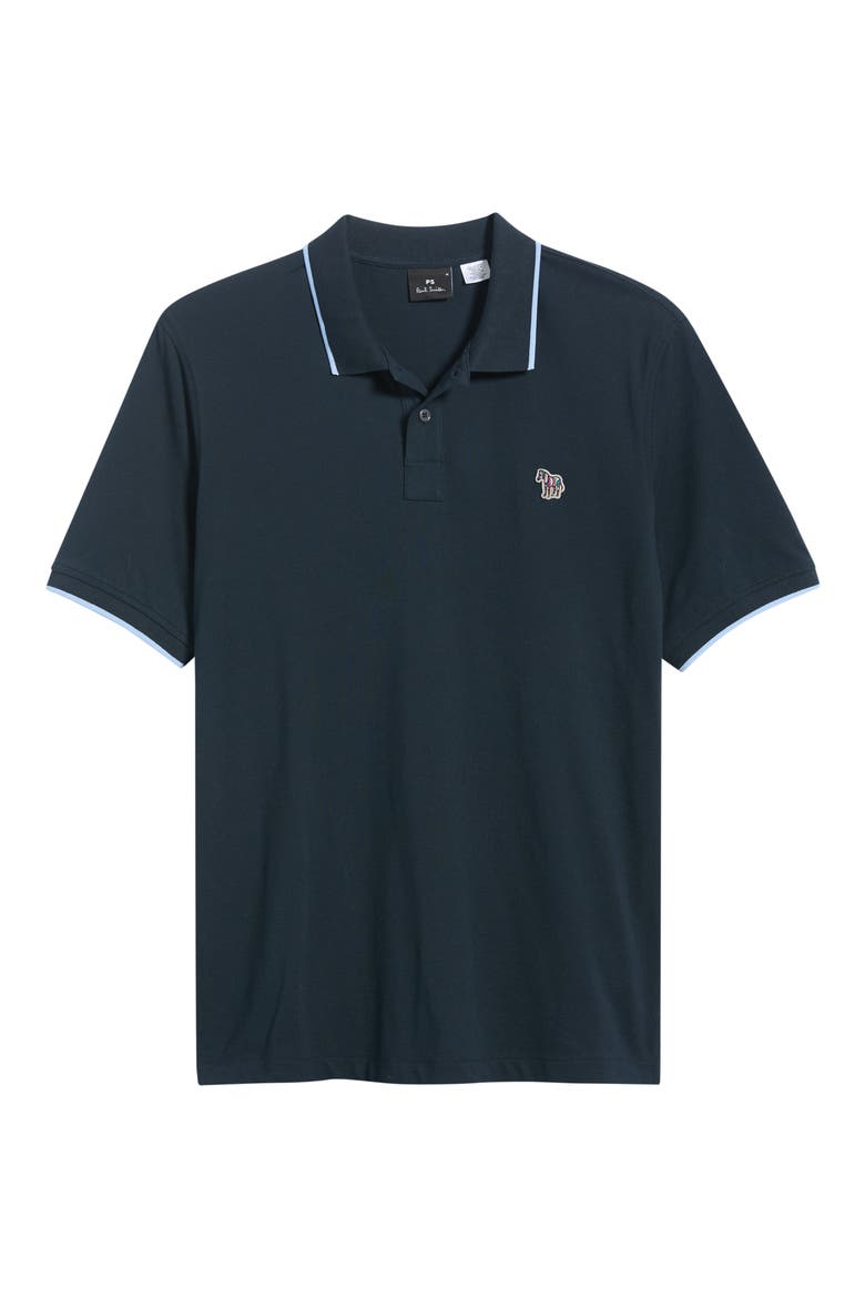 Zebra Logo Organic Cotton Polo, Main, color, VERY DARK NAVY