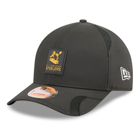 Men's New Era Black Pittsburgh Steelers 2025 Sideline Throwback M-Crown 9FORTY Adjustable Hat