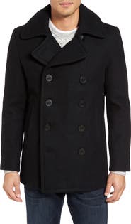 Schott NYC Slim Fit Wool Blend Peacoat