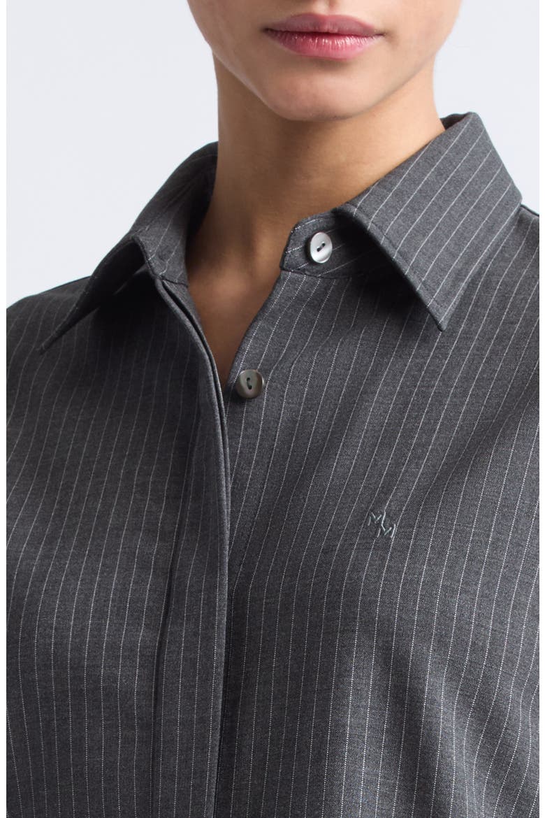 Stripe Stretch Wool Button-Up Tunic Shirt, Alternate, color, CHARCOAL STRIPE