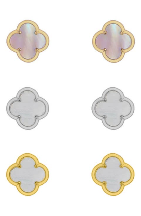 Set of 3 Clover Stud Earrings