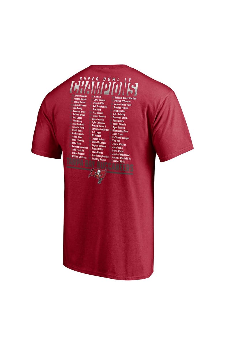 FANATICS Men's Fanatics Branded Red Tampa Bay Buccaneers Super Bowl LV Champions Iconic Roster T-Shirt, Alternate, color, 