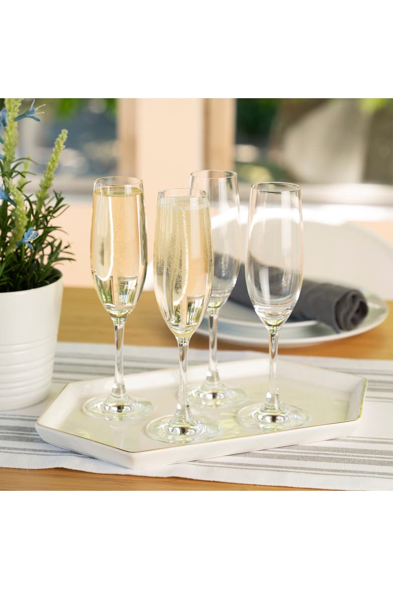Wine Lovers Champagne Flute Glass Set of 4, Alternate, color, Clear