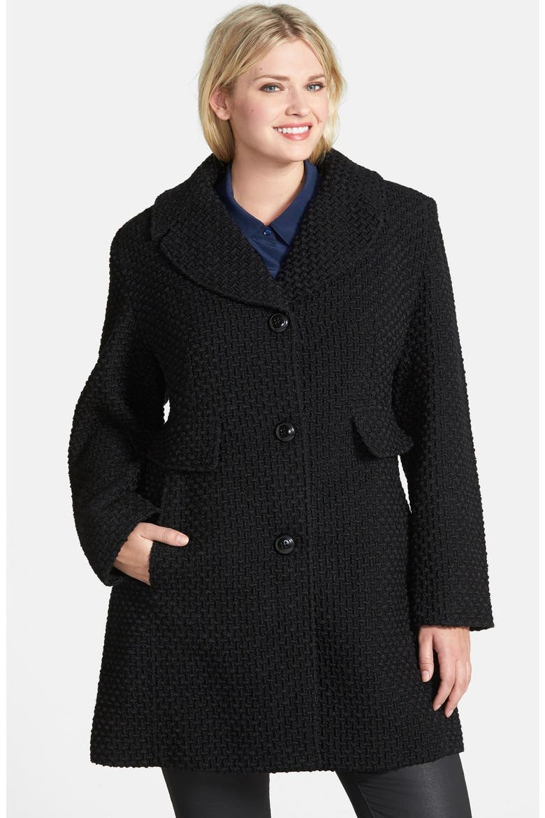 Basket Weave Walking Coat, Main, color, BLACK