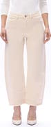 Bayeas Frayed Mid Rise Ankle Barrel Leg Jeans
