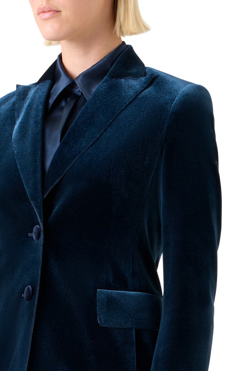 Akris Percival Velvet Neoprene Blazer, Alternate, color, Denim Blue
