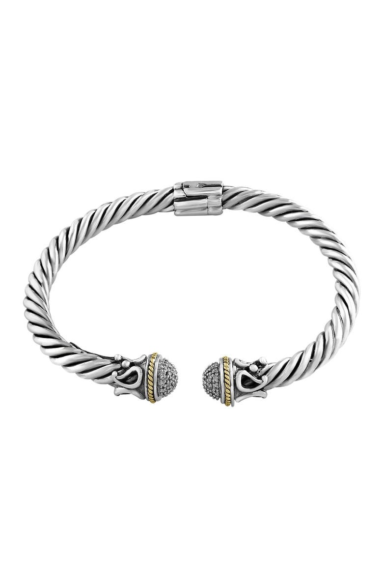 EFFY Sterling Silver & 18K Yellow Gold Pave Diamond Cuff Bracelet - 0.26 ctw, Main, color,
