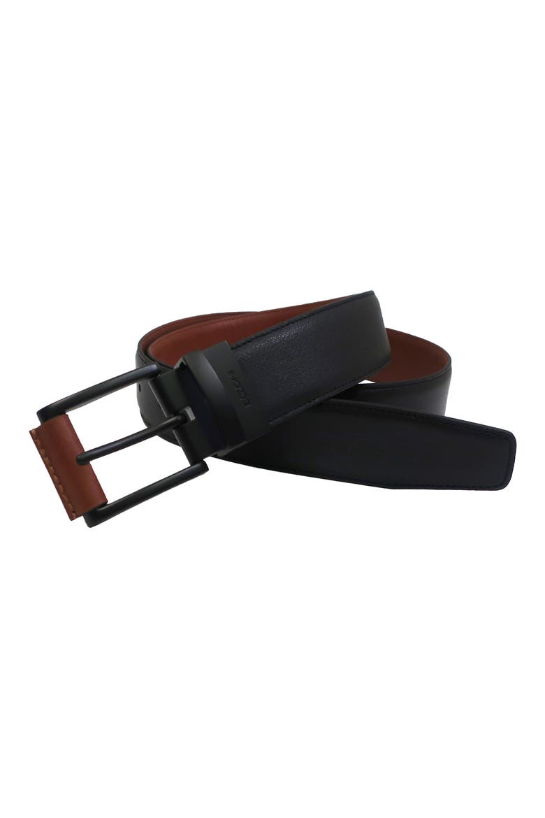 Reversible Leather Belt, Main, color, BLACK TO COGNAC