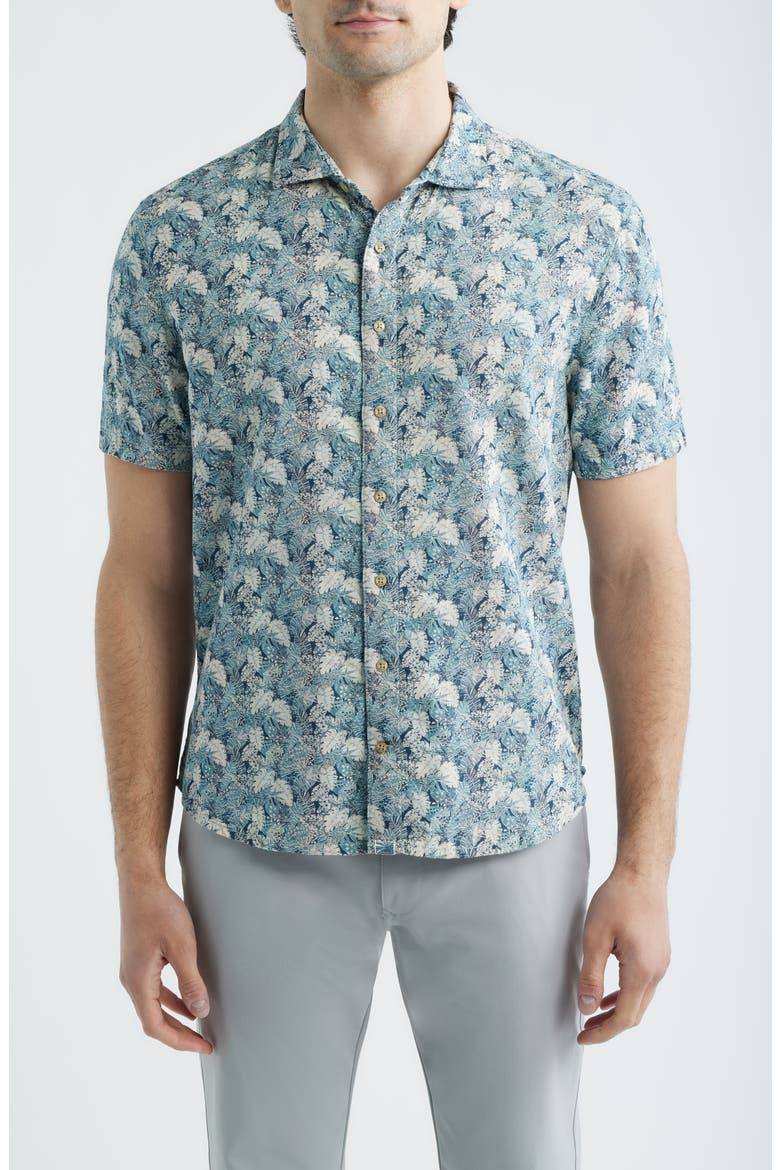 Ragland Botanical Print Cotton Blend Sport Shirt, Main, color, WAKE