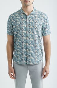johnnie-O Ragland Botanical Print Cotton Blend Sport Shirt