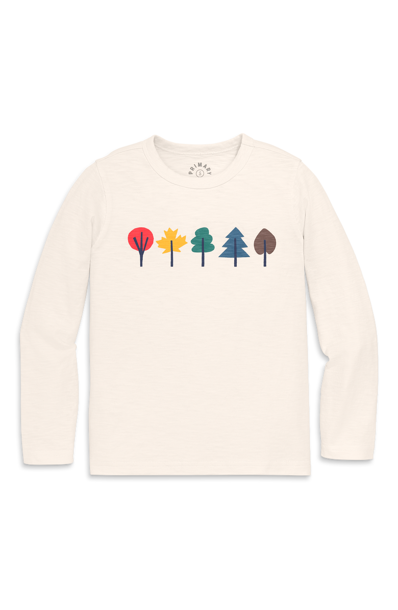 Primary Kids Long Sleeve Foliage Tee, Alternate, color, Oat