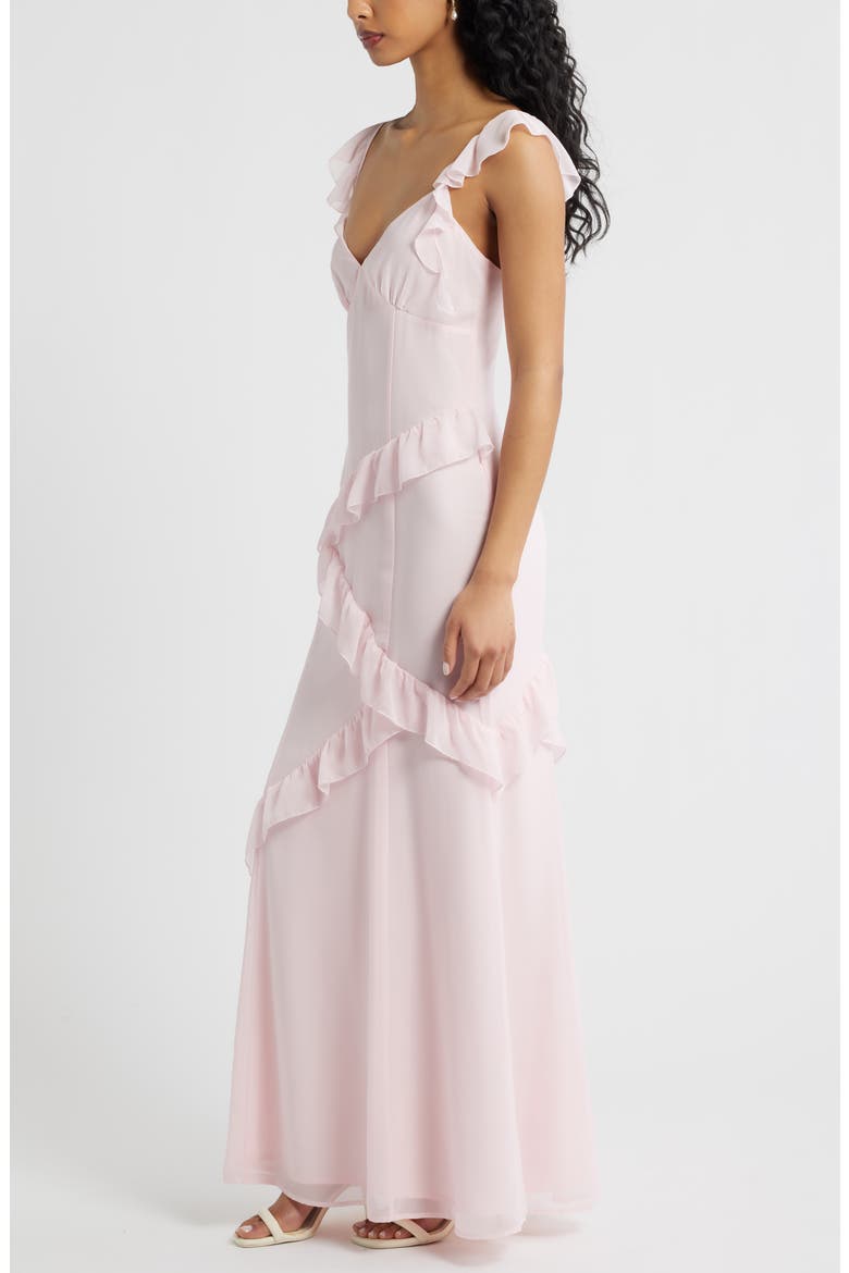 Asymmetric Ruffle Tiered Maxi Dress, Alternate, color, PINK BALM