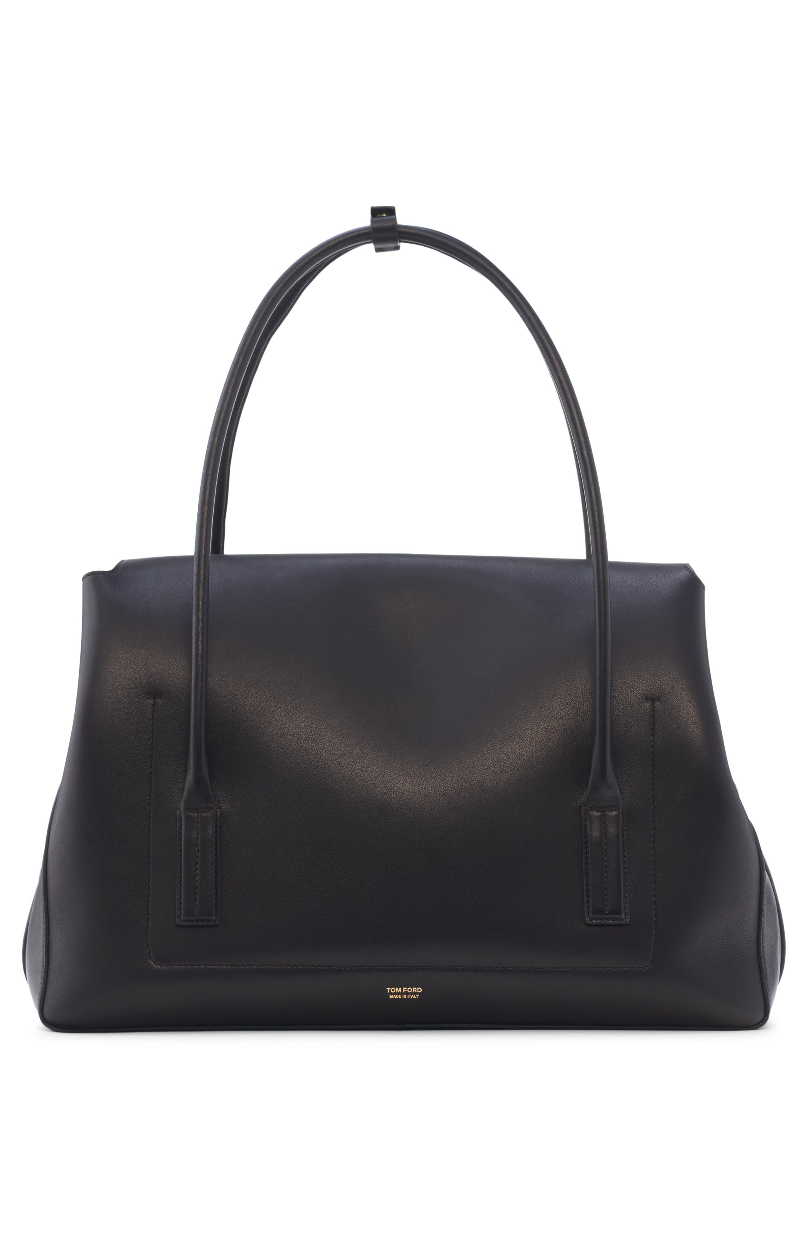 TOM FORD Large Leather Shoulder Bag, Alternate, color, Black