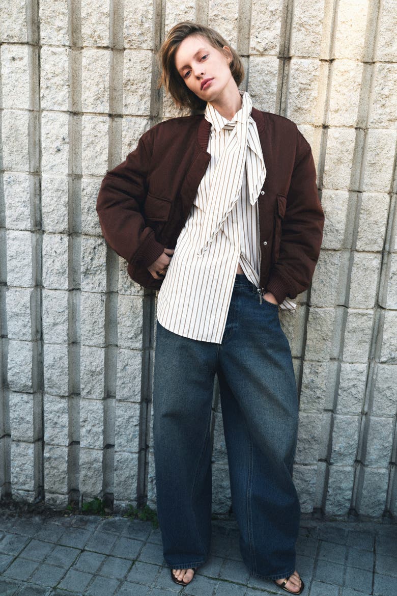 Shirt With Scarf, Alternate, color, White/striped