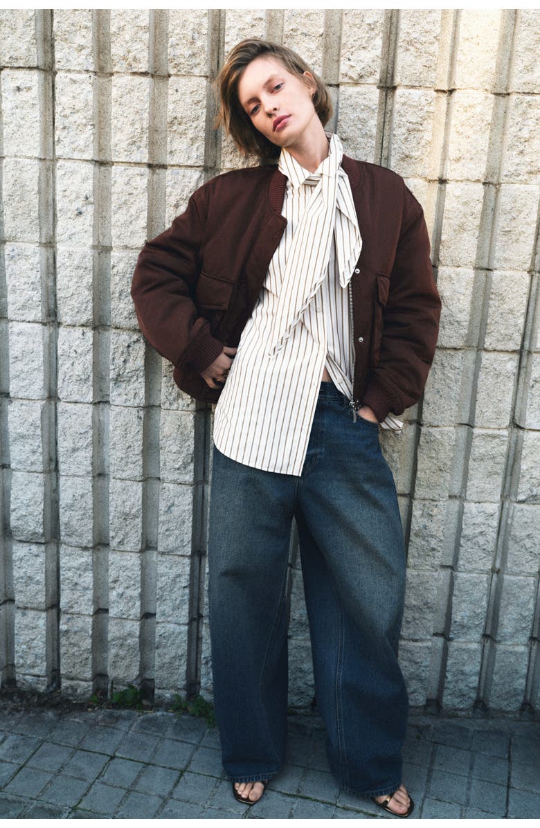 H&M Shirt With Scarf, Alternate, color, White/Striped