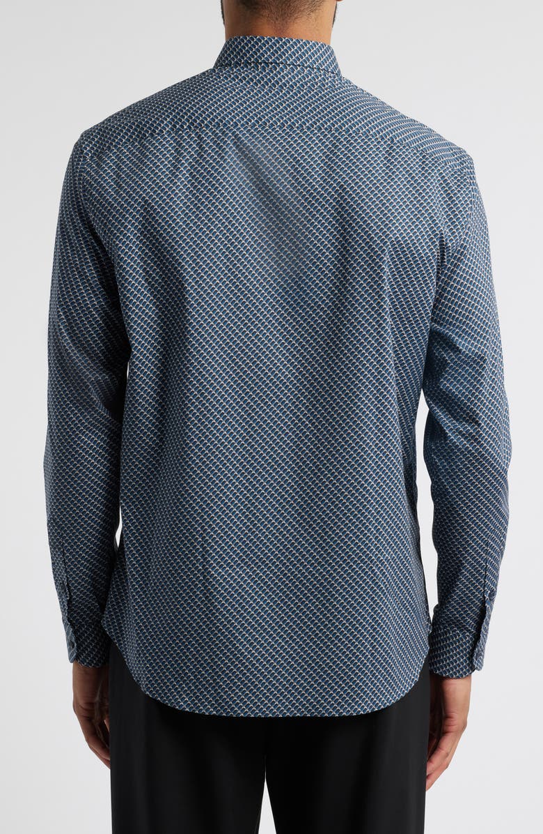 Emporio Armani Microprint Cotton Stretch Poplin Button-Up Shirt, Alternate, color, 