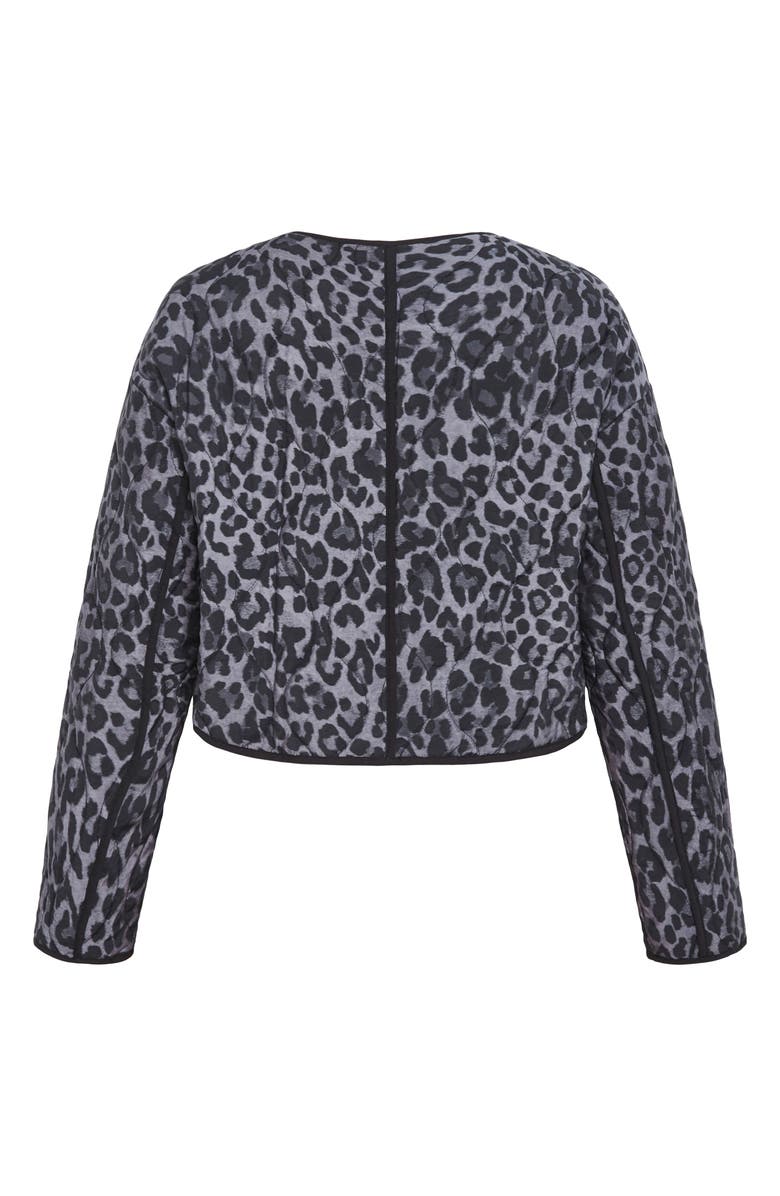 City Chic Leopard Print Crop Quilted Jacket, Alternate, color, 