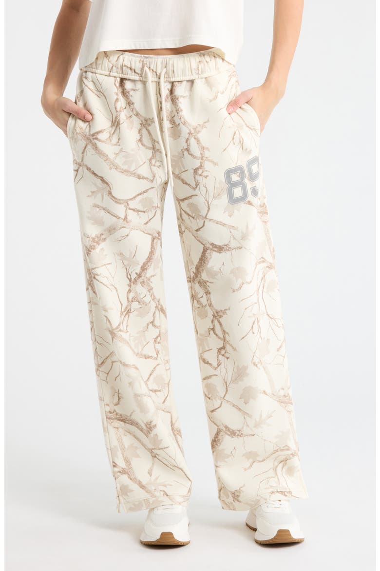 Tree Camo Fleece Pants, Main, color, MARSHMALLOW