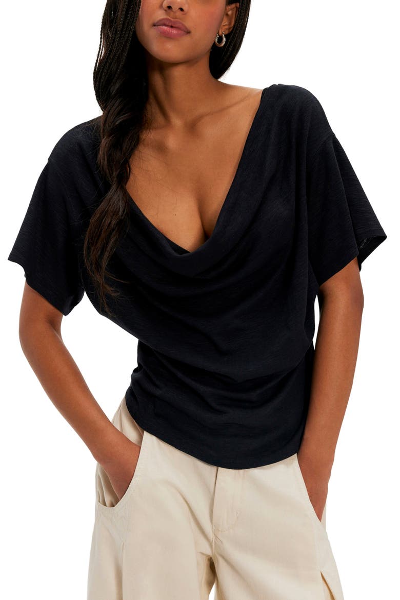 We The Free Waterfall Cowl Neck Top, Main, color, BLACK