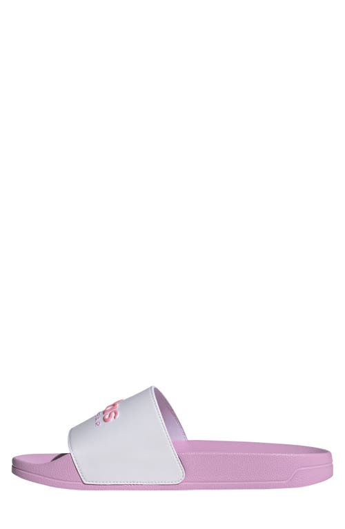 Adidas Originals Adidas Adilette Shower Slide In White/bliss Pink/lilac