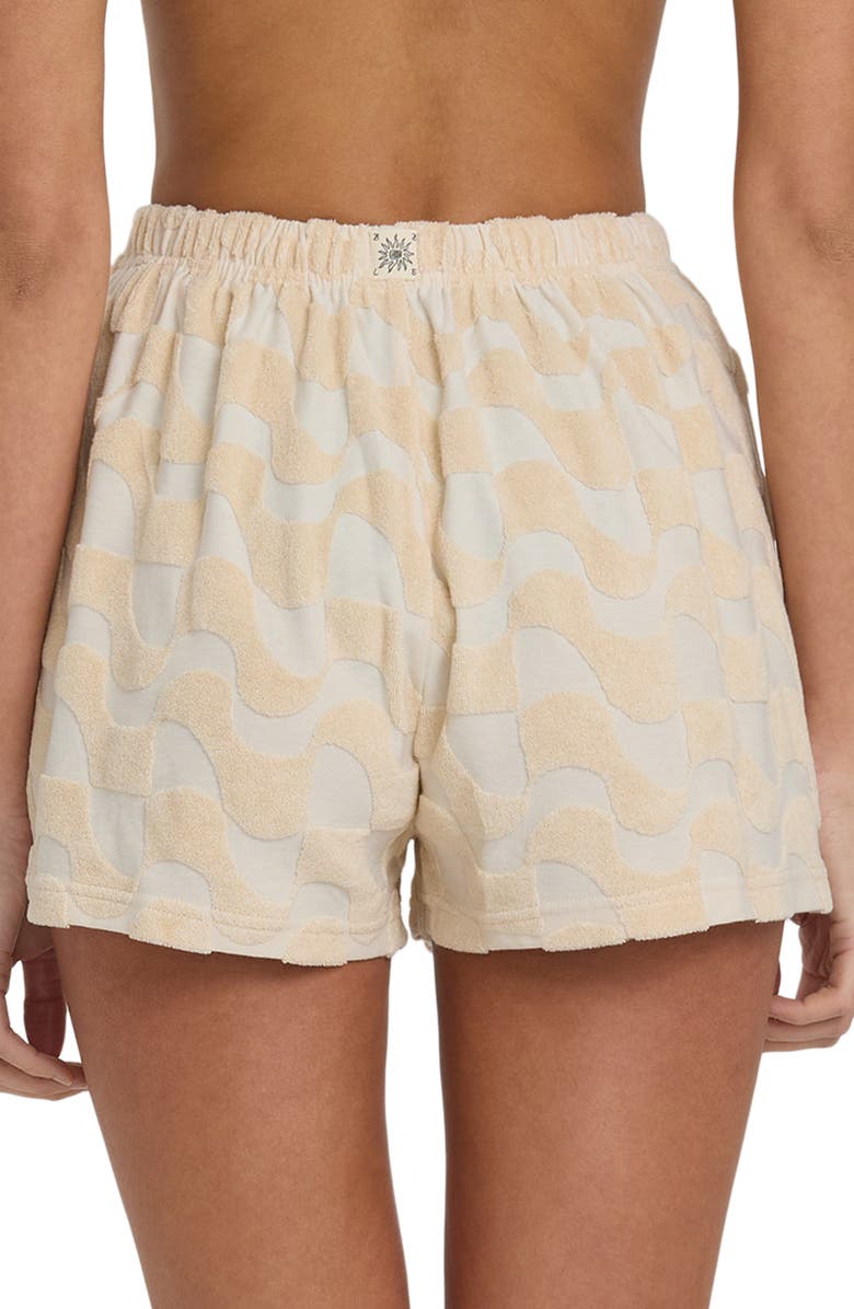Billabong Laura Waves Jacquard Cotton Terry Cover-Up Shorts, Alternate, color, Antique White