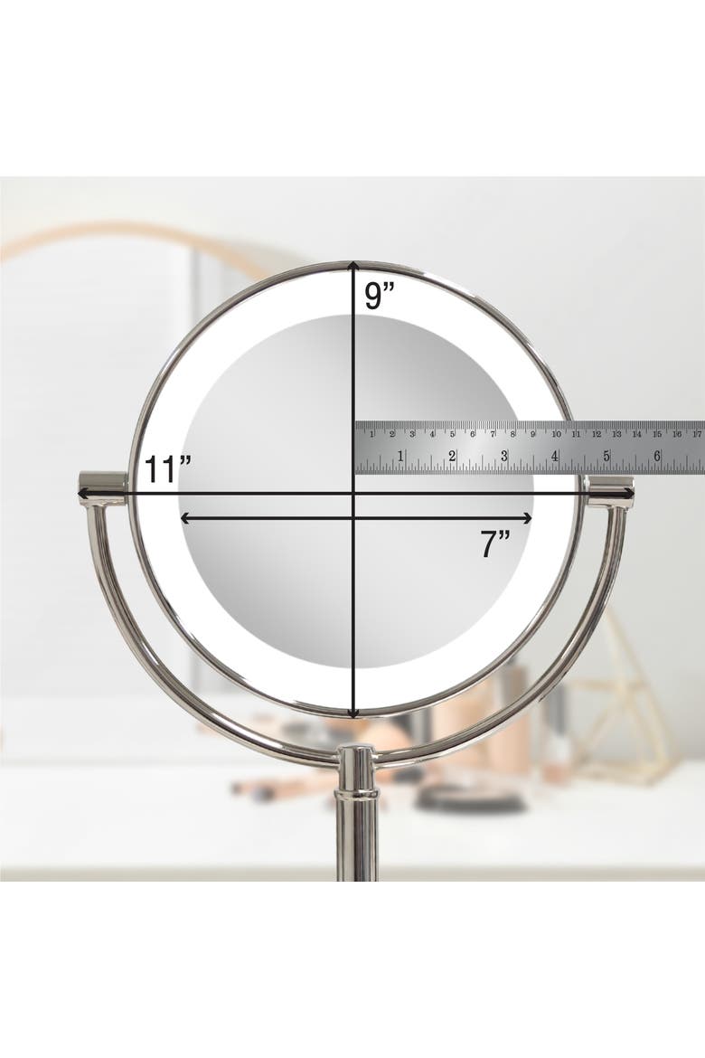 Laguna Lighted Makeup Mirror with 10X/1X Magnifications, Alternate, color, Polished Nickel